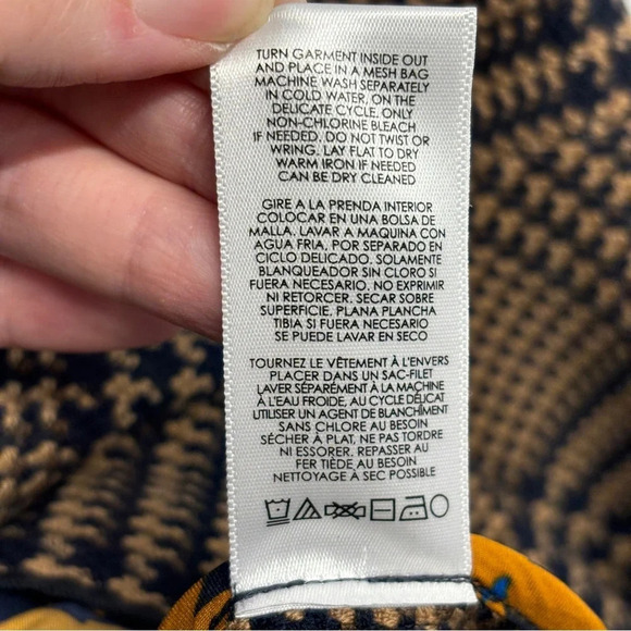 Cabi Flounce Jacket #3902 Tan Brown Navy Tartan Plaid S Zip Front Longline - Picture 8 of 12